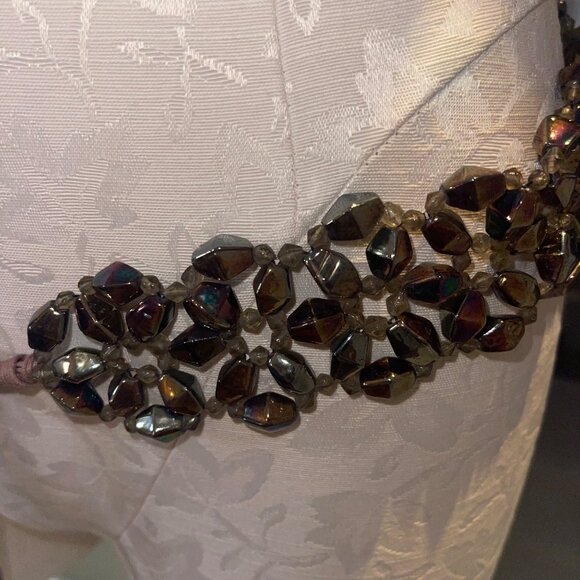 Womens Iridescent Multicolor Glass Beaded Decorative Bohemian Belt One Size - Picture 5 of 15